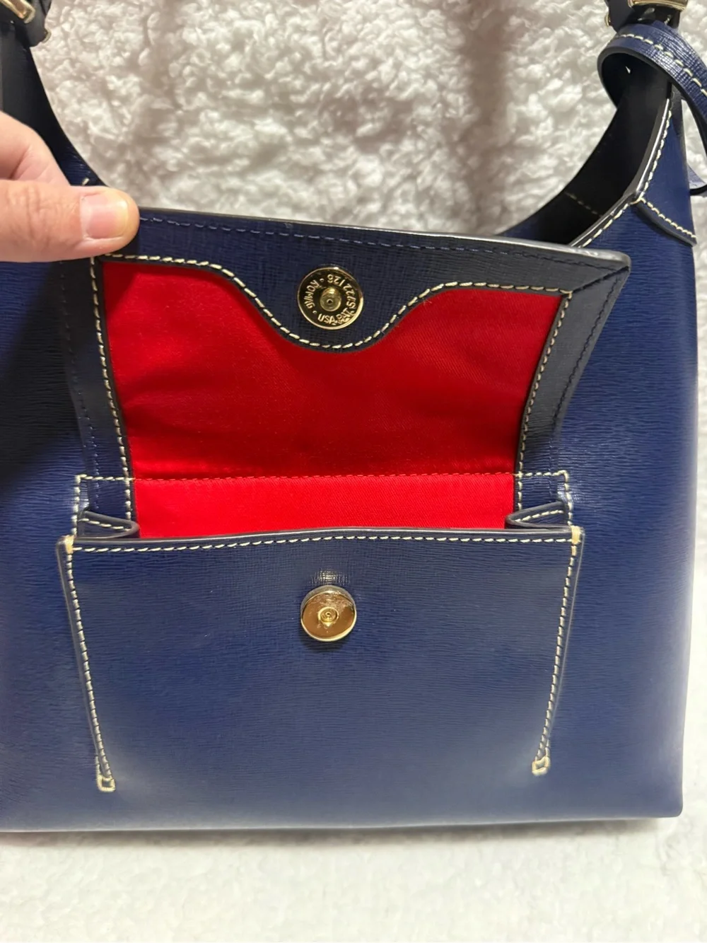 Dooney & Bourke Marine Blue Leather Hobo Bag with Tassel